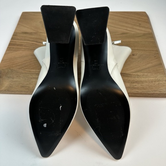 New Womens Marc Fisher LTD Codyy White Leather Flared Heel Ankle Boots Size 11 M - Picture 7 of 10